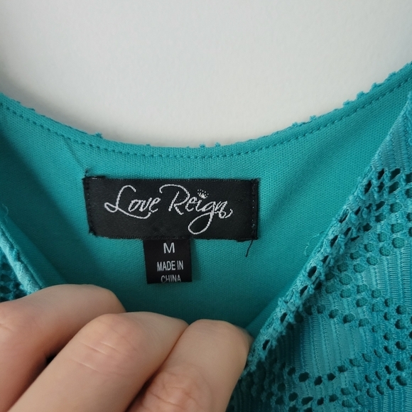 Teal Summer Crotchet Lace Eyelet Tank Mini Dress - Picture 4 of 7